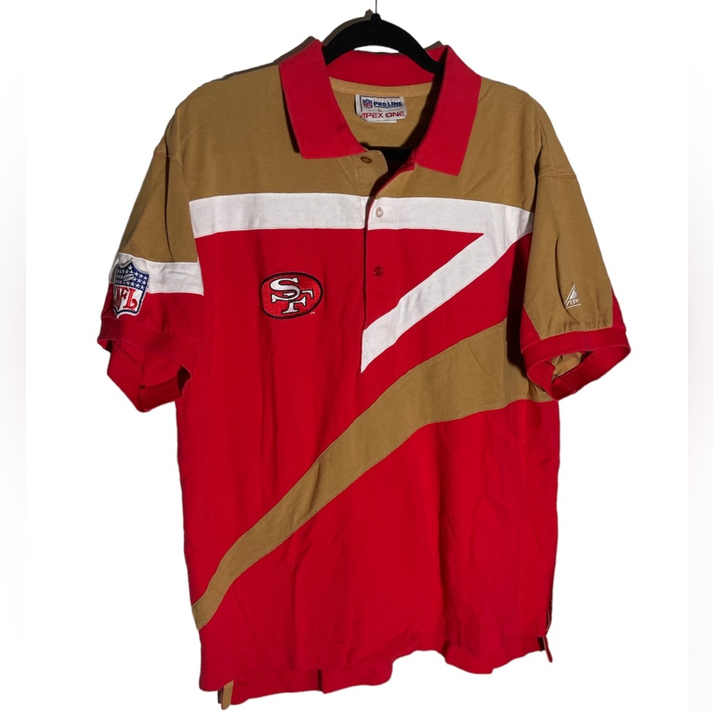 Vintage Pro Line Apex San Francisco 49ers Forty Niners Football polo shirt L-XL